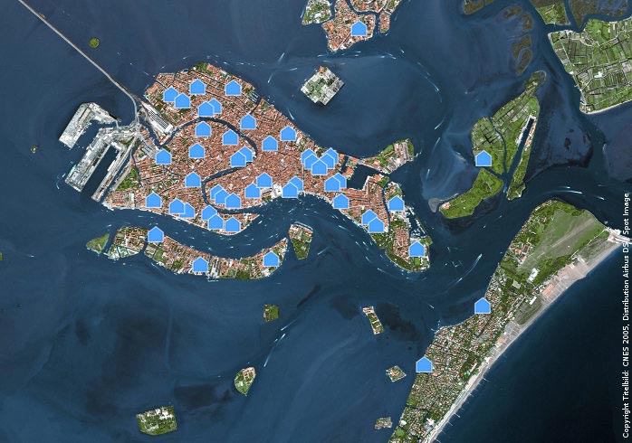 Holiday homes in Venice in a satellite image